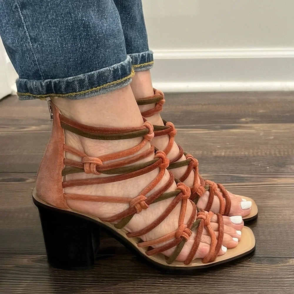 rag & bone Multi color green orange Strappy heels size 6.5 Genuine leather…